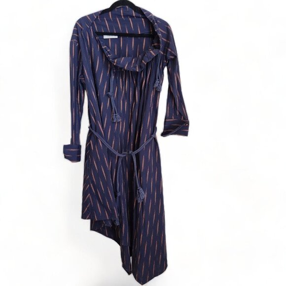 Palmer Harding Women's Blue Linen Striped Courage Midi Dress Size 8 Lagenlook - Picture 6 of 16